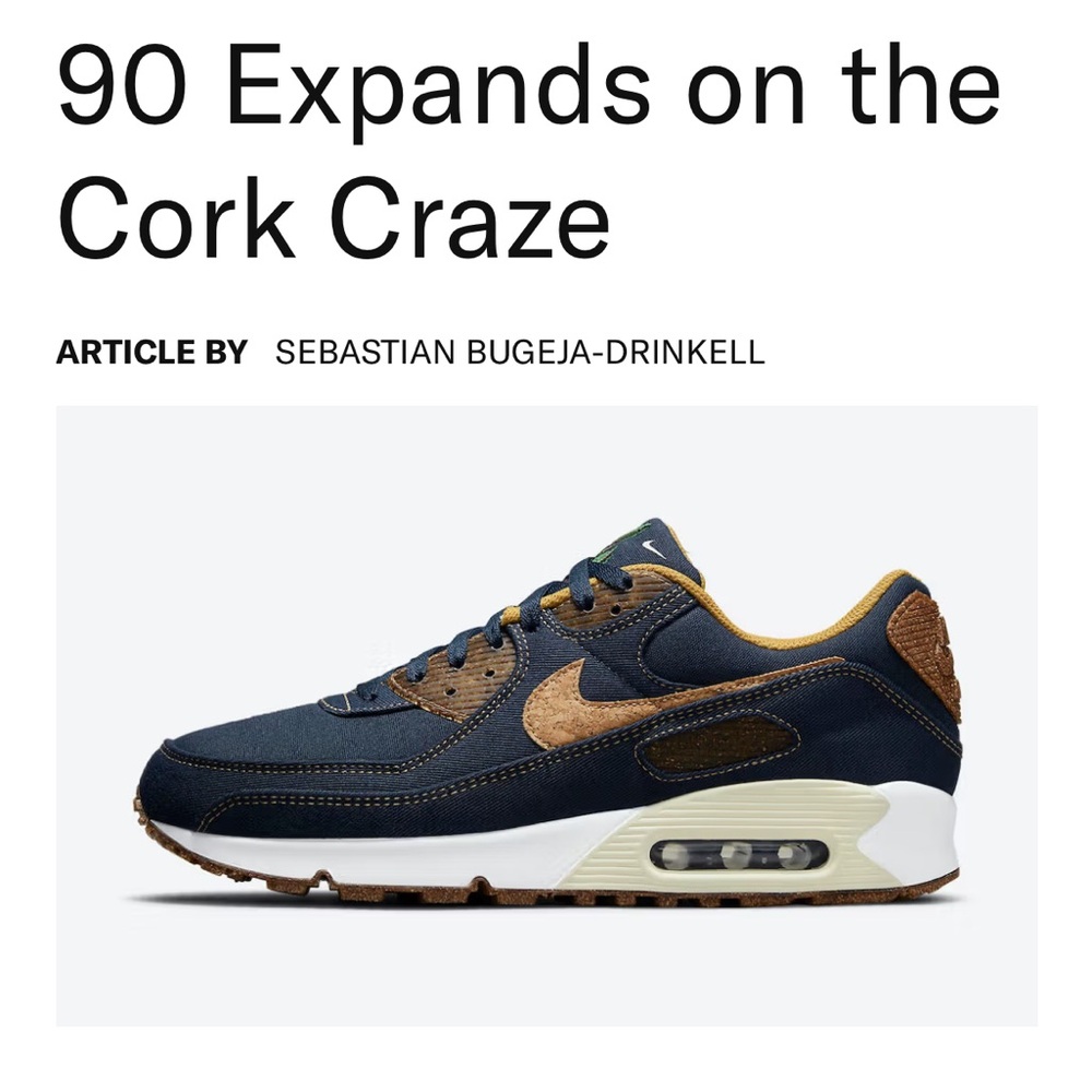 Nike Denim and Cork Fig 5 Air Max 90 Sneakers - Picture 2 of 10
